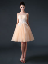Modest Knee Length Tulle Prom Formal Dress CC3004
